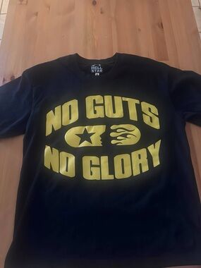 Hellstar Men's 'No Guts No Glory' Short Sleeve Tee - Black/Yellow